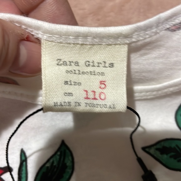 Zara 5 white red rose long sleeve high low hemline nwt 💯 cotton - Picture 3 of 7